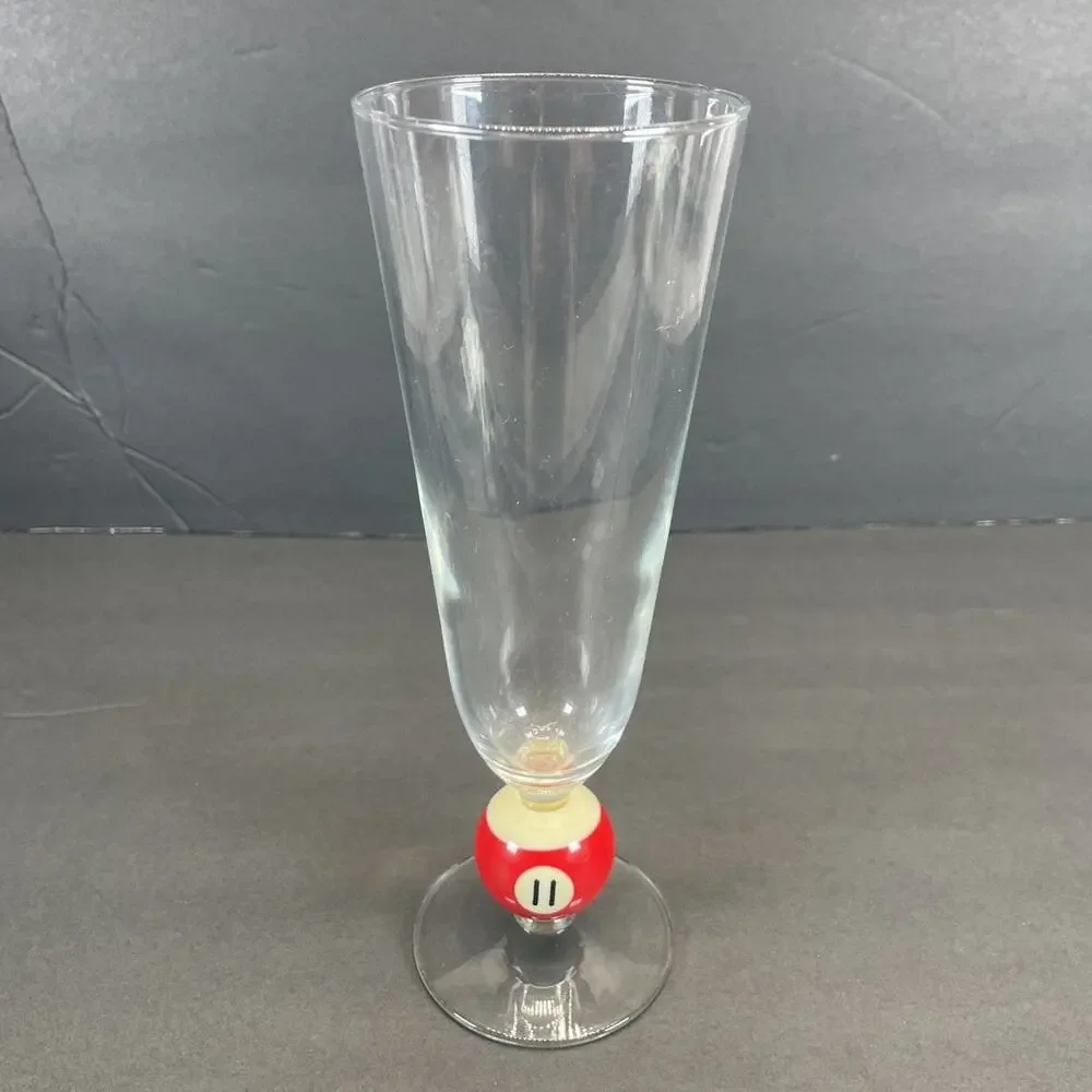 Vtg Billiard Pilsner #11 Pool Ball Stemmed Glass Barware Pool Drinkware 8.75